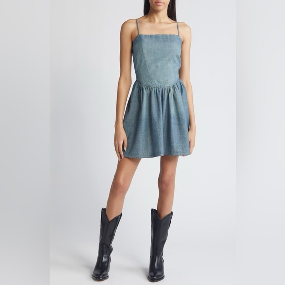 Re/Done Dresses & Skirts - Re/Done x Pamela Anderson Organic Chambray Mini Dress NWT Small Boho Sundress